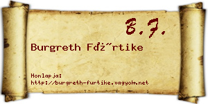 Burgreth Fürtike névjegykártya